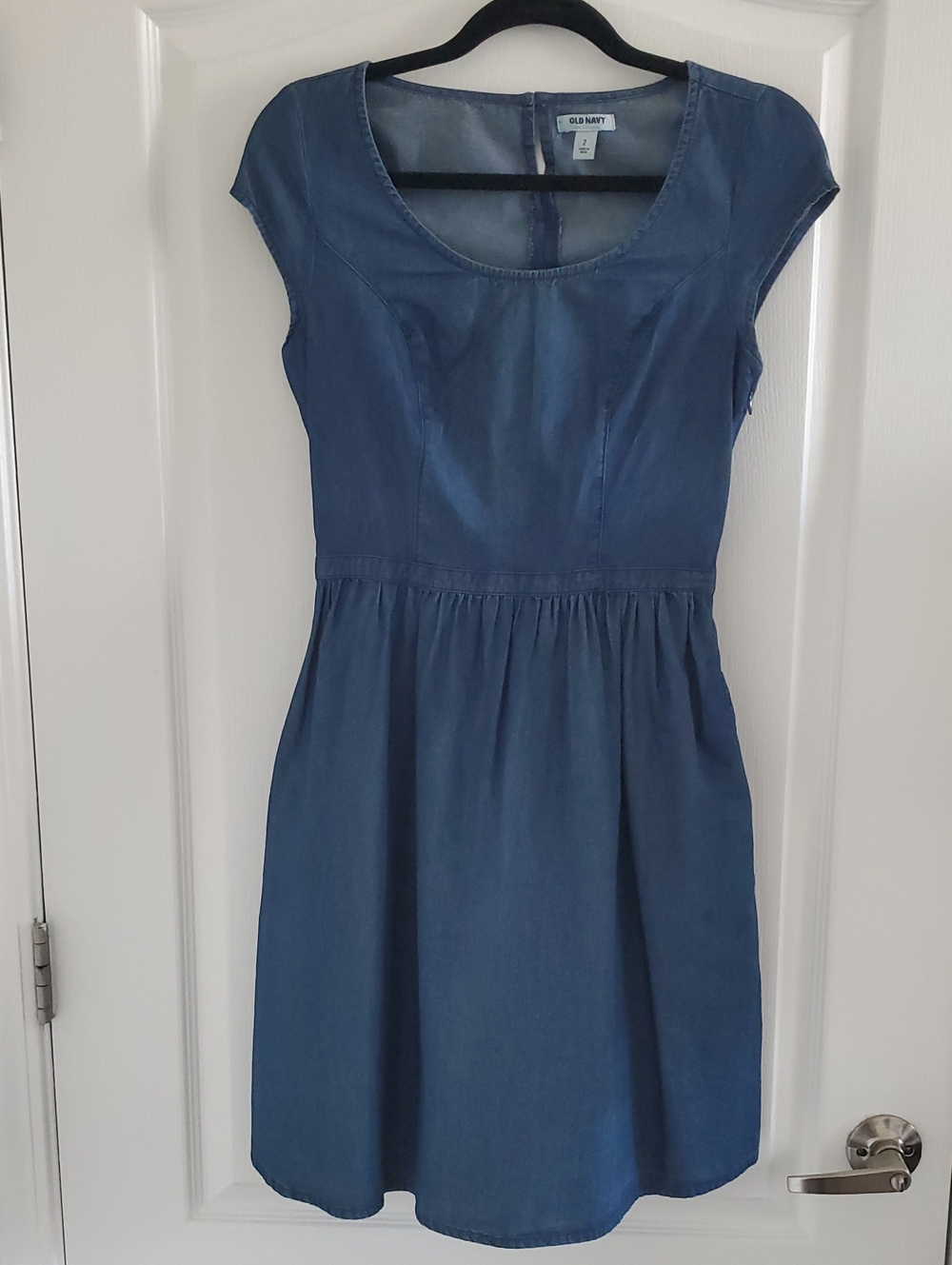 Old Navy Blue Chambray Scoop-Neck Mini Dress